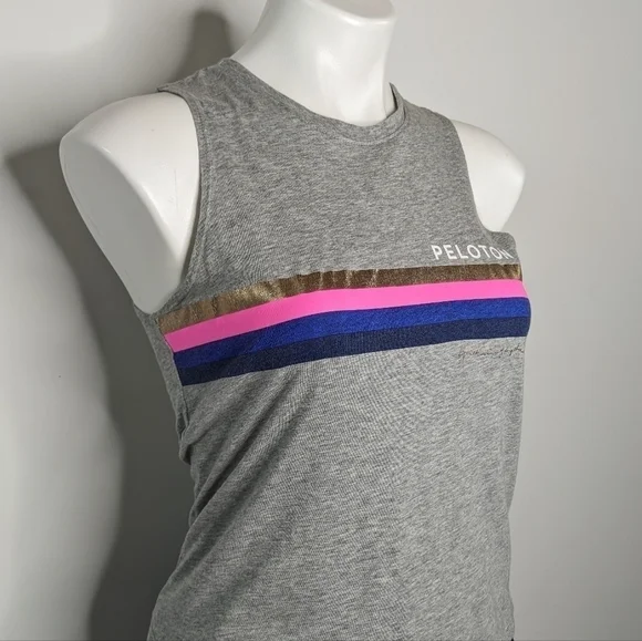 ✨3/$15 Spiritual Gangster Peloton grey striped workout tank top S - Picture 4 of 8
